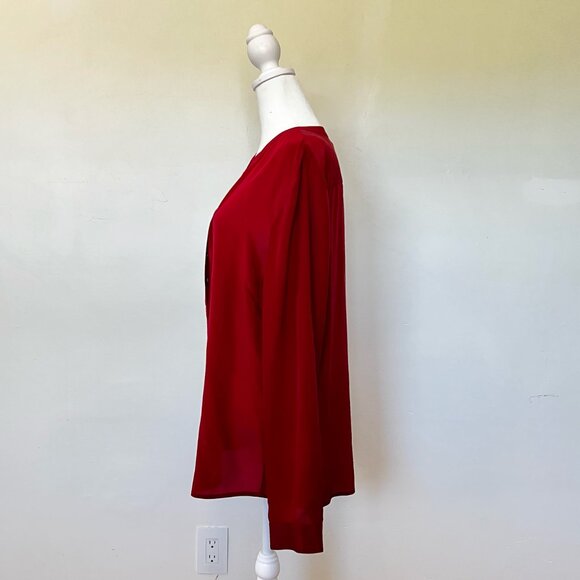 Banana Republic 100% Silk Blouse Oxblood Red Luxe Minimalist Capsule Wardrobe - Picture 4 of 11